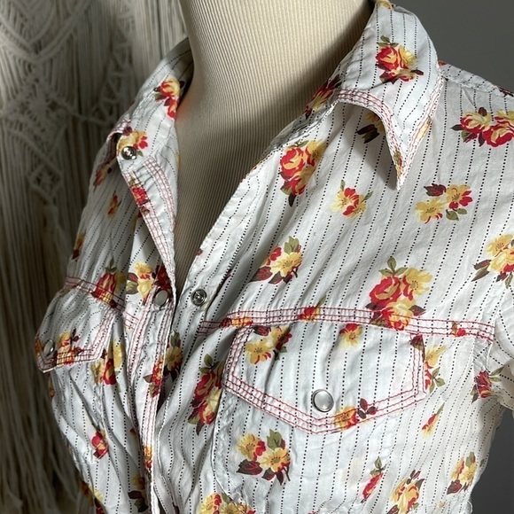 Fossil women’s floral button down blouse size XSMALL - Picture 6 of 9